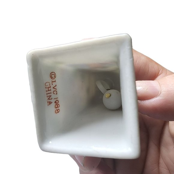 Vintage Bell Ceramic 1" x 2"Ceramic LVC Christmas Village Square Ornament Trees - Picture 3 of 6